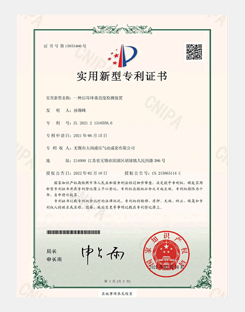 后耳环垂直度检测装置